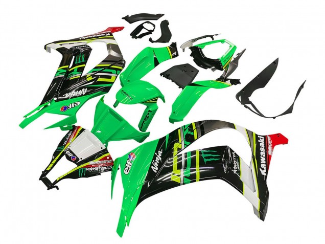 Grün Gelb Schwarz Weiß Elf Monster 2011-2015 Kawasaki ZX10R Motorrad Verkleidung