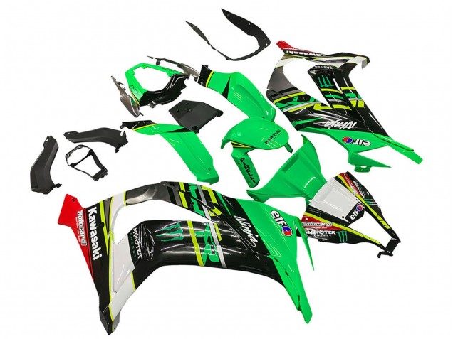 Grün Gelb Schwarz Weiß Elf Monster 2011-2015 Kawasaki ZX10R Motorrad Verkleidung