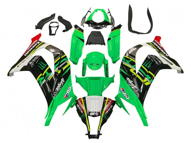 Grün Gelb Schwarz Weiß Elf Monster 2011-2015 Kawasaki ZX10R Motorrad Verkleidung