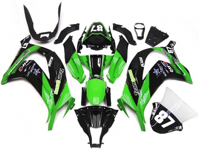 Grün Glänzendes Schwarz Blau Stern Team Grün 87 2011-2015 Kawasaki ZX10R Motorrad Verkleidung
