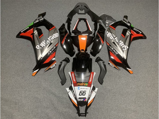 Weiß Orange Schwarz Mahi Elf 66 Superbike 2011-2015 Kawasaki ZX10R Motorrad Verkleidung