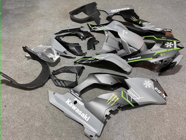 Grau Matt Schwarz Grün Weiß Elf Schnee Monster 2021-2025 Kawasaki ZX10R Motorrad Verkleidung