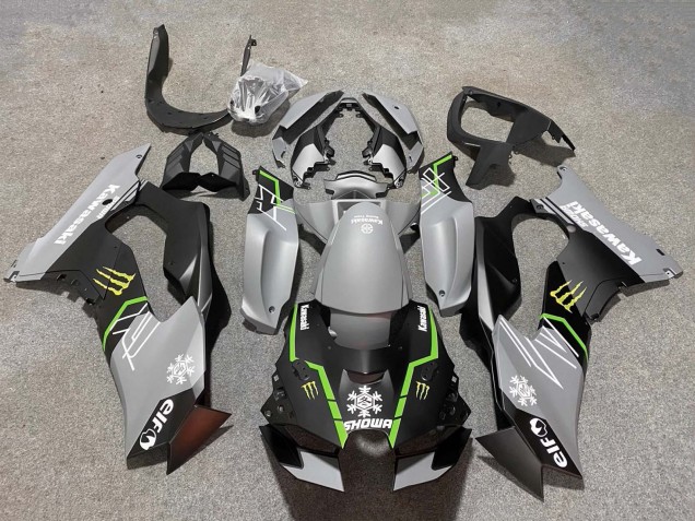 Grau Matt Schwarz Grün Weiß Elf Schnee Monster 2021-2025 Kawasaki ZX10R Motorrad Verkleidung