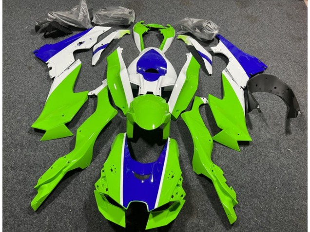 Weiß Grün Blau 2021-2025 Kawasaki ZX10R Motorrad Verkleidung