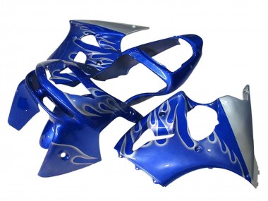 Blau Silber Flamme 1998-1999 Kawasaki ZX6R Motorrad Verkleidung