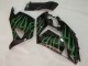 Glänzendes Schwarz Grün Flamme 2006-2011 Kawasaki ZX14R ZZR1400 Motorrad Verkleidung