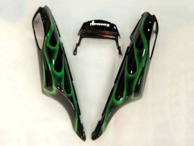 Glänzendes Schwarz Grün Flamme 2006-2011 Kawasaki ZX14R ZZR1400 Motorrad Verkleidung