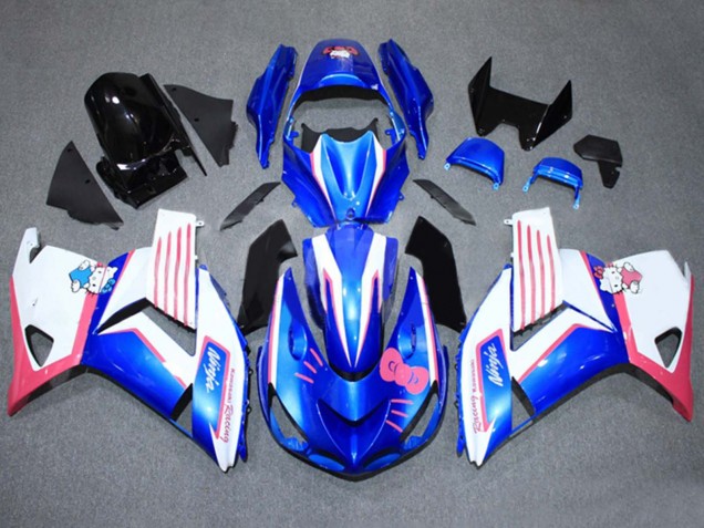 Blau Weiß Rosa 2006-2011 Kawasaki ZX14R ZZR1400 Motorrad Verkleidung