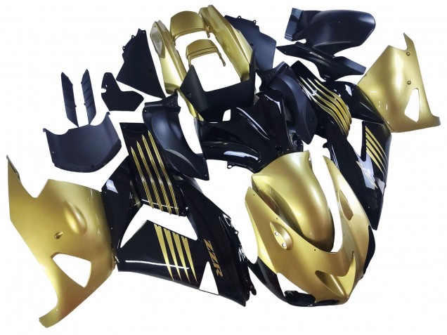 Gold Schwarz 2006-2011 Kawasaki ZX14R ZZR1400 Motorrad Verkleidung