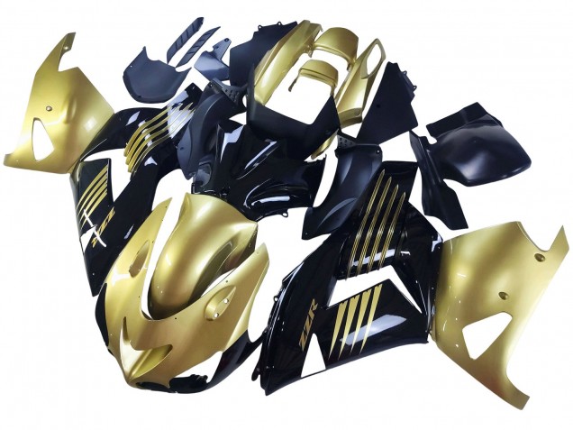 Gold Schwarz 2006-2011 Kawasaki ZX14R ZZR1400 Motorrad Verkleidung