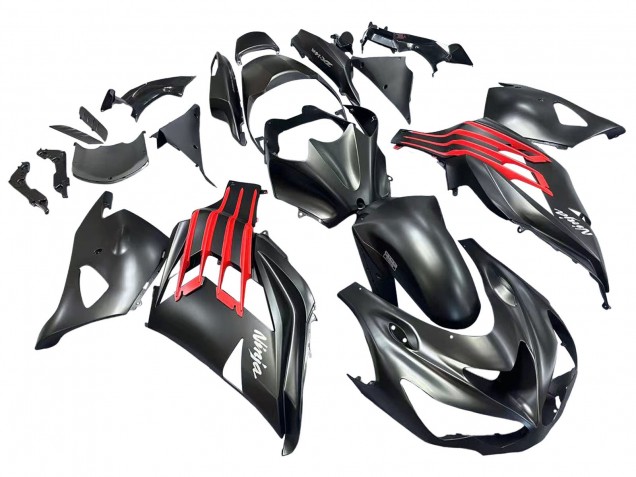 Matt Schwarz Rot Weiß Ninja 2012-2024 Kawasaki ZX14R ZZR1400 Motorrad Verkleidung