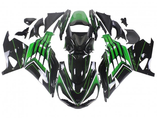 Grün Glänzendes Schwarz Streifen 2012-2024 Kawasaki ZX14R ZZR1400 Motorrad Verkleidung
