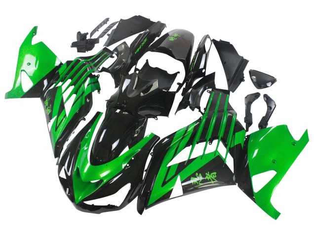 Grün Glänzendes Schwarz 2012-2024 Kawasaki ZX14R ZZR1400 Motorrad Verkleidung Kit