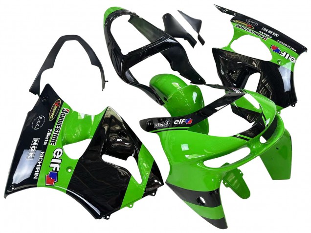 Grün Glänzendes Schwarz Elf Bridgestone 1998-1999 Kawasaki ZX6R Motorrad Verkleidung