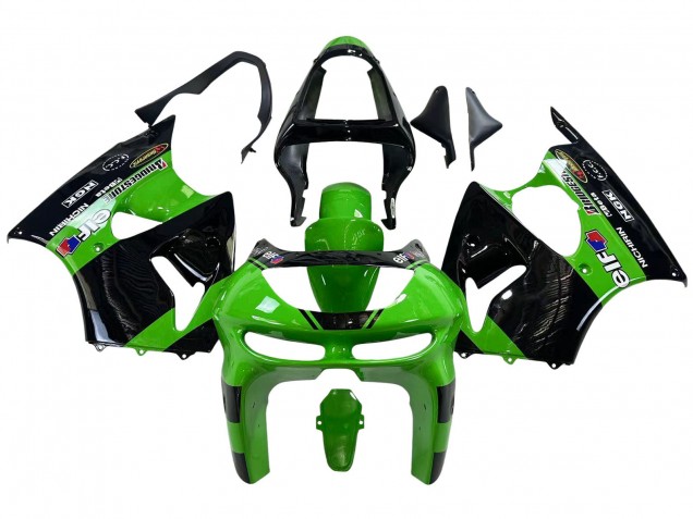 Grün Glänzendes Schwarz Elf Bridgestone 1998-1999 Kawasaki ZX6R Motorrad Verkleidung