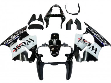 Glänzendes Schwarz Weiß West Michelin 2000-2002 Kawasaki ZX6R Motorrad Verkleidung
