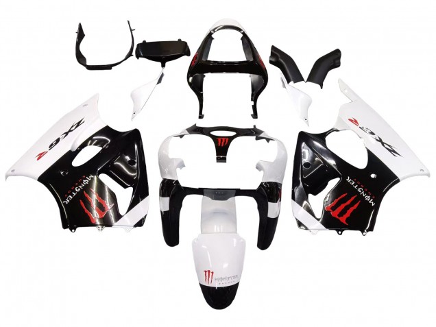 Weiß Schwarz Rot Monster 2000-2002 Kawasaki ZX6R Motorrad Verkleidung