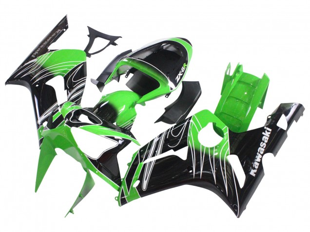 Grün Weiß Schwarz 2003-2004 Kawasaki ZX6R Motorrad Verkleidung