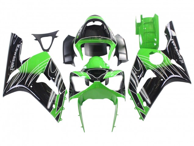 Grün Weiß Schwarz 2003-2004 Kawasaki ZX6R Motorrad Verkleidung