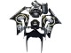 Glänzendes Schwarz Weiß Motul Lucky Strike 2003-2004 Kawasaki ZX6R Motorrad Verkleidung