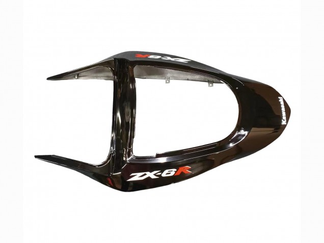 Glänzendes Schwarz Rot Flamme 2003-2004 Kawasaki ZX6R Motorrad Verkleidung