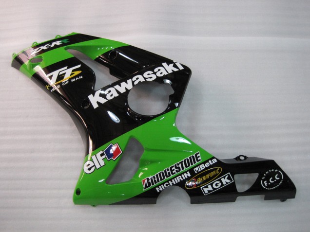 Grün Schwarz Elf Bridgestone 2003-2004 Kawasaki ZX6R Motorrad Verkleidung