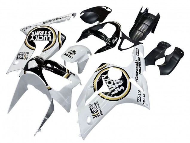 Weiß Schwarz Motul Lucky Strike 2003-2004 Kawasaki ZX6R Motorrad Verkleidung