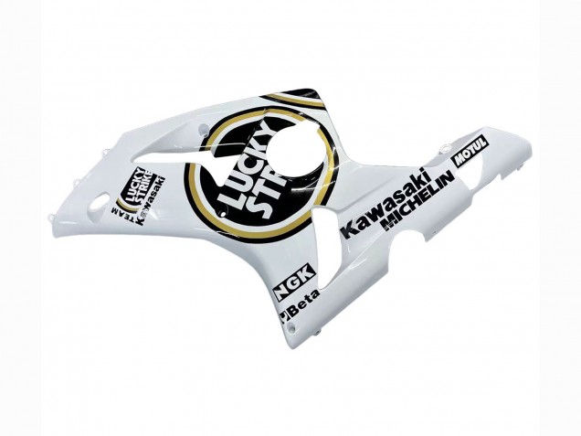 Weiß Schwarz Motul Lucky Strike 2003-2004 Kawasaki ZX6R Motorrad Verkleidung