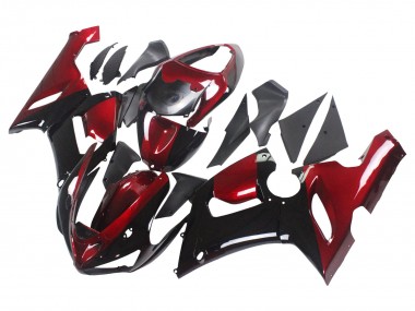 Rot Glänzendes Schwarz 2005-2006 Kawasaki ZX6R Motorrad Verkleidung