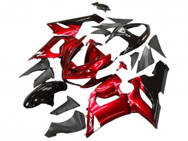 Rot Schwarz 2005-2006 Kawasaki ZX6R Motorrad Verkleidung