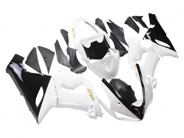 Weiß Schwarz Gold Ninja 2005-2006 Kawasaki ZX6R Motorrad Verkleidung