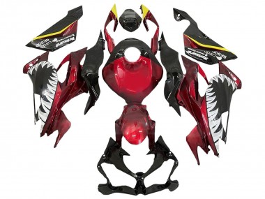 Rot Gelb Schwarz Weiß Hai 2013-2018 Kawasaki ZX6R Motorrad Verkleidung