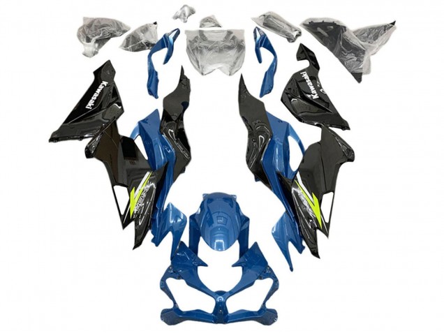 Blau Gelb Weiß Glänzendes Schwarz 2019-2022 Kawasaki ZX6R Motorrad Verkleidung