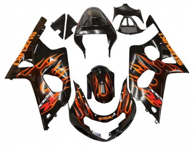 Glänzendes Schwarz Orange Flamme 2000-2002 Suzuki GSXR1000 Motorrad Verkleidung