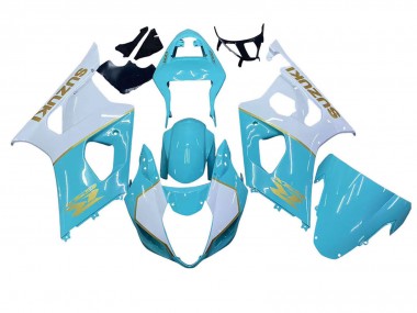 Weiß Hellblau Gold 2003-2004 Suzuki GSXR 1000 Motorrad Verkleidung
