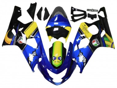 Blau Gelb Schwarz Hai 2004-2005 Suzuki GSXR 600 / GSXR 750 Motorrad Verkleidung