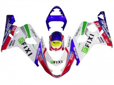 Weiß Blau Rot Gelb Grün Fixi 2004-2005 Suzuki GSXR 600 / GSXR 750 Motorrad Verkleidung