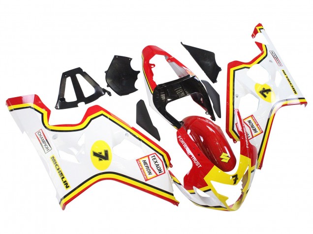 Weiß Rot Gelb Michelin Texaon Heron 7 2004-2005 Suzuki GSXR 600 / GSXR 750 Motorrad Verkleidung