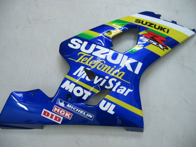 Blau Weiss Gelb Grun Telefonica Motul MoviStar 2004-2005 Suzuki GSXR 600 / GSXR 750 Motorrad Verkleidung