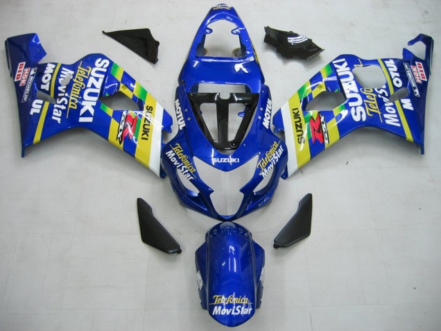 Blau Weiss Gelb Grun Telefonica Motul MoviStar 2004-2005 Suzuki GSXR 600 / GSXR 750 Motorrad Verkleidung