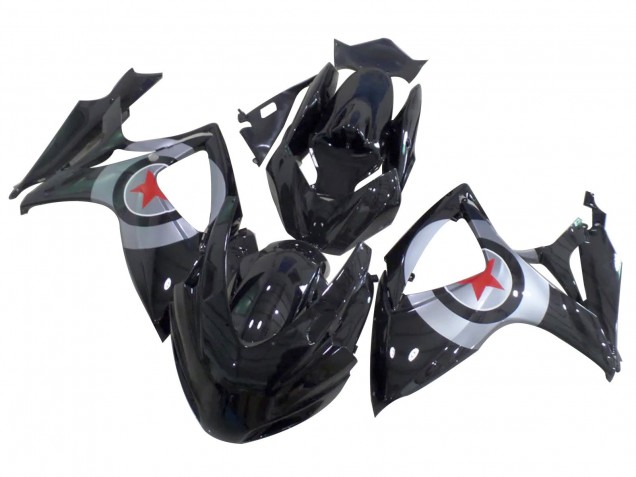 Glänzendes Schwarz Silber Rot Stern 2004-2005 Suzuki GSXR 600 / GSXR 750 Motorrad Verkleidung