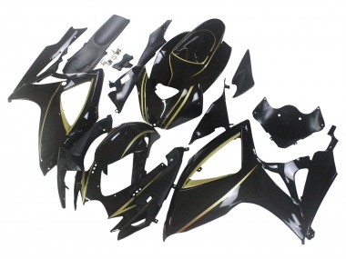 Glänzendes Schwarz Gold Streifen 2006-2007 Suzuki GSXR 600 / GSXR 750 Motorrad Verkleidung