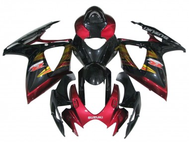 Glänzendes Schwarz Rot Gold 2006-2007 Suzuki GSXR 600 / GSXR 750 Motorrad Verkleidung