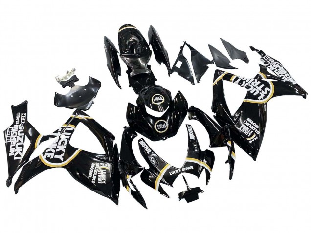 Glänzendes Schwarz Weiß Motul Lucky Strike 2006-2007 Suzuki GSXR 600 / GSXR 750 Motorrad Verkleidung