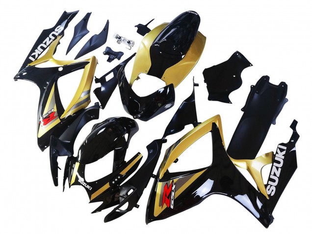 Gold Glänzendes Schwarz Rot 2006-2007 Suzuki GSXR 600 / GSXR 750 Motorrad Verkleidung