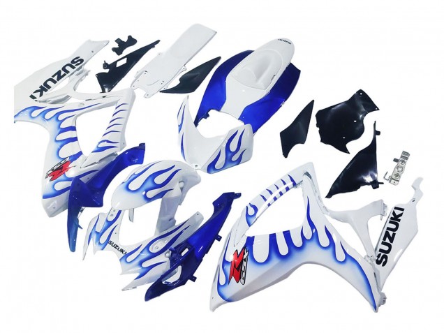 Weiß Blau Flamme 2006-2007 Suzuki GSXR 600 / GSXR 750 Motorrad Verkleidung