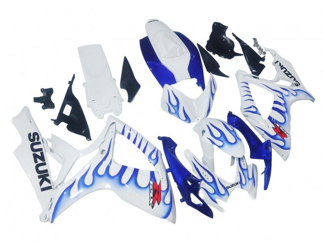 Weiß Blau Flamme 2006-2007 Suzuki GSXR 600 / GSXR 750 Motorrad Verkleidung