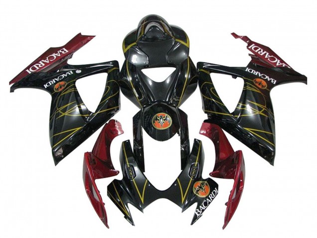 Glänzendes Schwarz Rot Gold 2006-2007 Suzuki GSXR 600 / GSXR 750 Motorrad Verkleidung