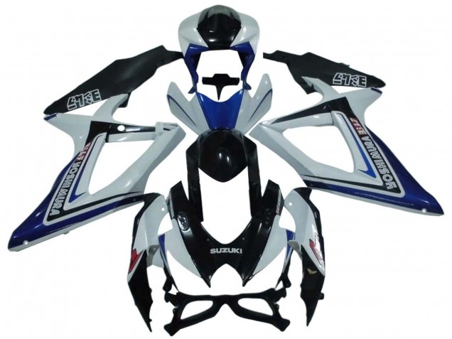 Weiß Blau Glänzendes Schwarz Alstare 2008-2010 Suzuki GSXR 600 / GSXR 750 Motorrad Verkleidung