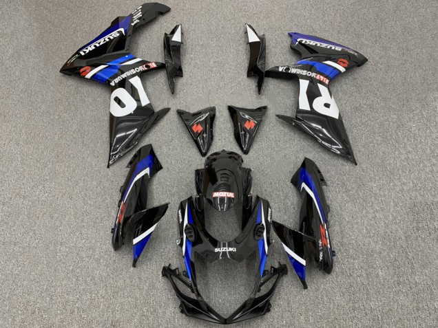 Glänzendes Schwarz Weiß Blau Rot 2008-2010 Suzuki GSXR 600 / GSXR 750 Motorrad Verkleidung